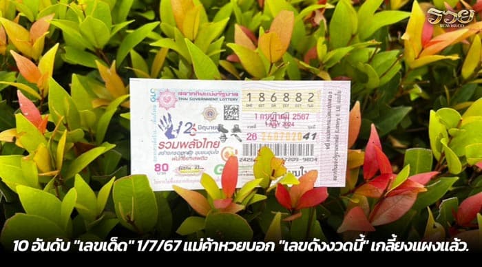 10 อันดับ เลขเด็ด 1-7-67 แม่ค้าหวยบอก เลขดังงวดนี้ เกลี้ยงแผงแล้ว.