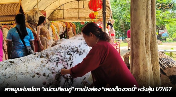 สายมูแห่ขอโชค แม่ตะเคียนคู่ ทาแป้งส่อง เลขเด็ดงวดนี้ หวังลุ้น 1-7-67